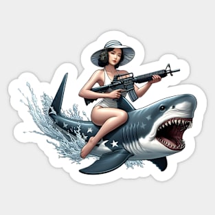 Tactical Girl and Shark Sticker